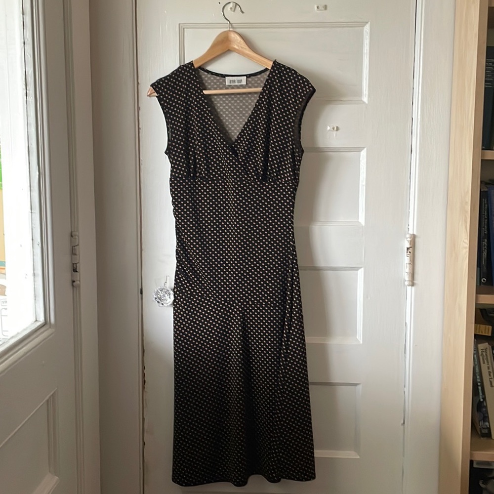 Black & pink A-line polka dot dress